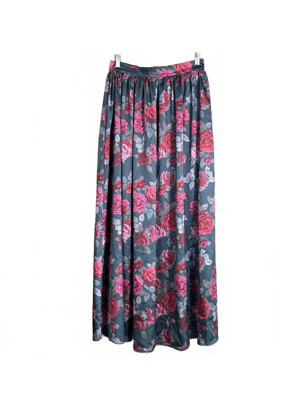 Mia Joy Red Floral Corttagecore Maxi Skirt Pleated A-Line Size Medium Romantic